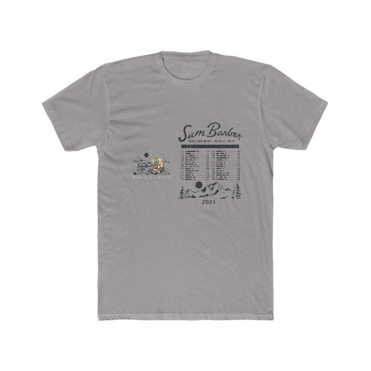 Sam Barber Restless Mind 2025 Tour Baseball T-Shirts Women Men Fashion V-Neck Short Sleeve Tee - Official t-shirts merchandise