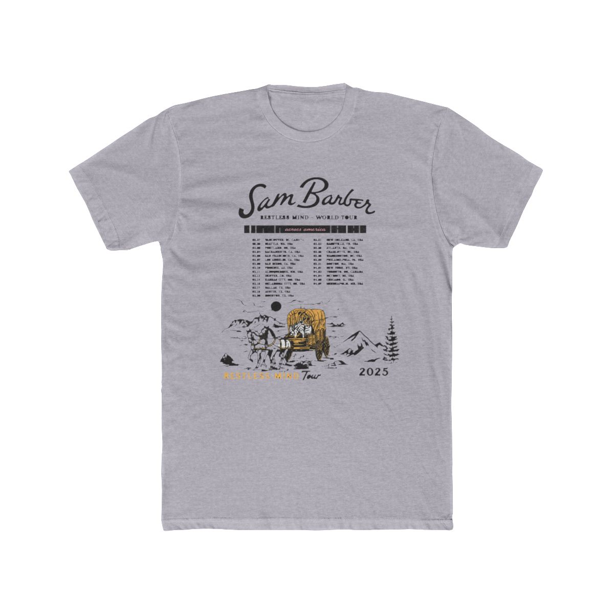 Sam Barber Restless Mind 2025 Tour Vintage Wash T-Shirts Women Men Cotton Short Sleeve Tee