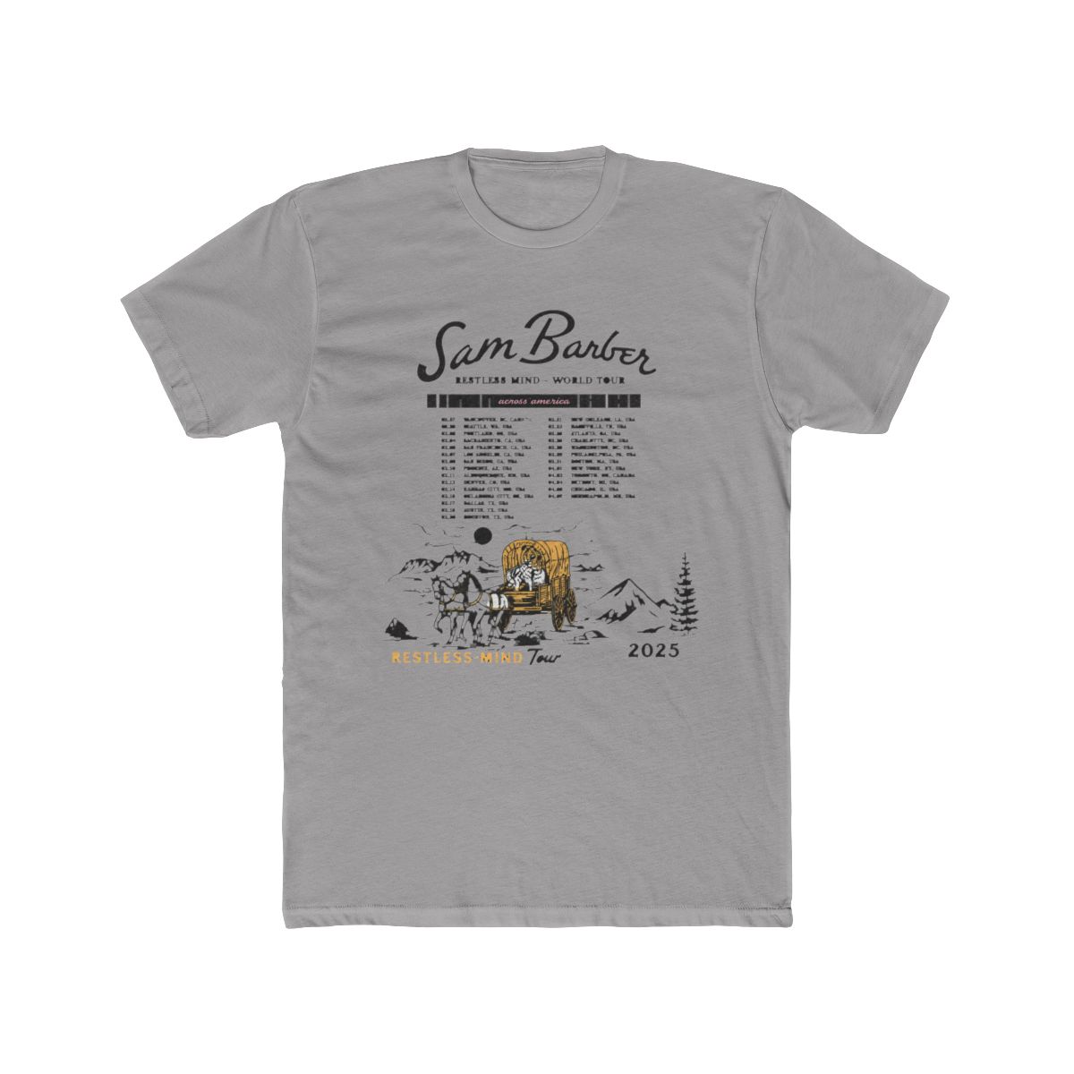 Sam Barber Restless Mind 2025 Tour Vintage Wash T-Shirts Women Men Cotton Short Sleeve Tee