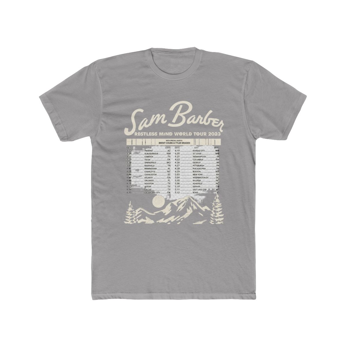 Sam Barber Restless Mind US Tour 2025 T Shirt Short Sleeve Cotton Washed Tee Women Men Streetwear Tops - Official t-shirts merchandise