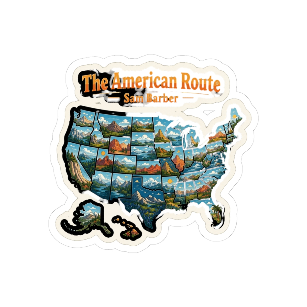 The American Route Sam Barber Landscape Map Sticker - Official stickers merchandise