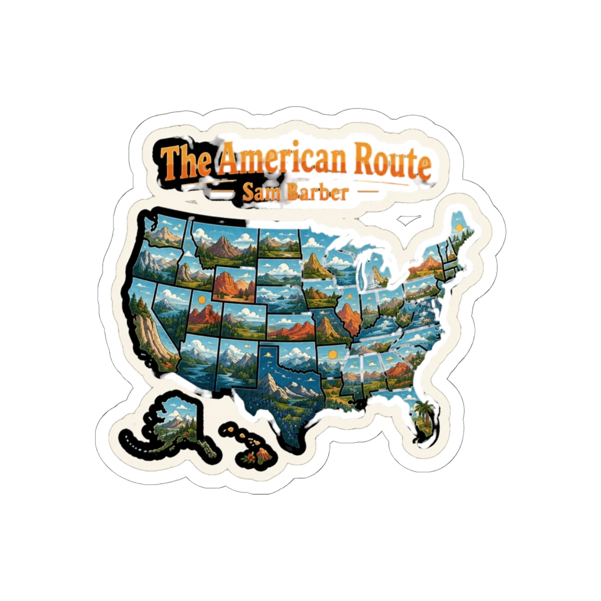 The American Route Sam Barber Landscape Map Sticker