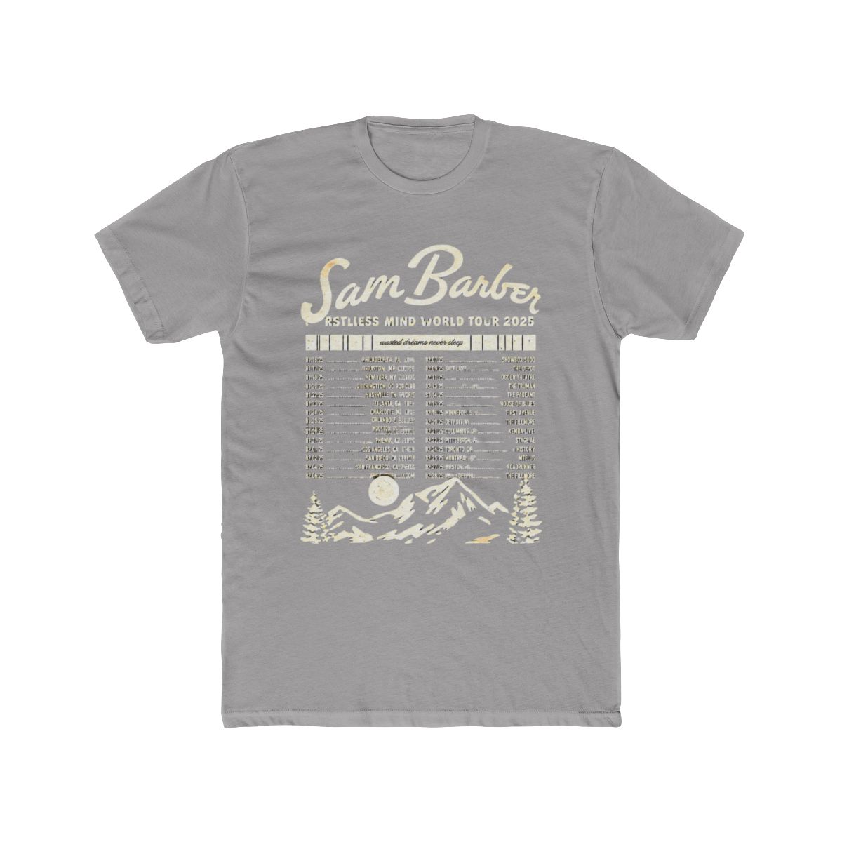 Sam Barber Restless Mind US Tour 2025 T Shirt Short Sleeve Cotton Tee Women Men Streetwear Tops