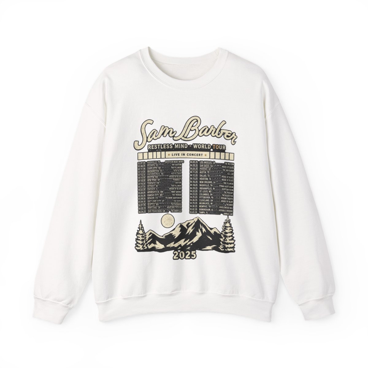 Sam Barber Restless Mind 2025 Tour Pullover Hoodies Pocketless Parallel Bars Sleeve Streetwear Sweatshirts - Official hoodies merchandise